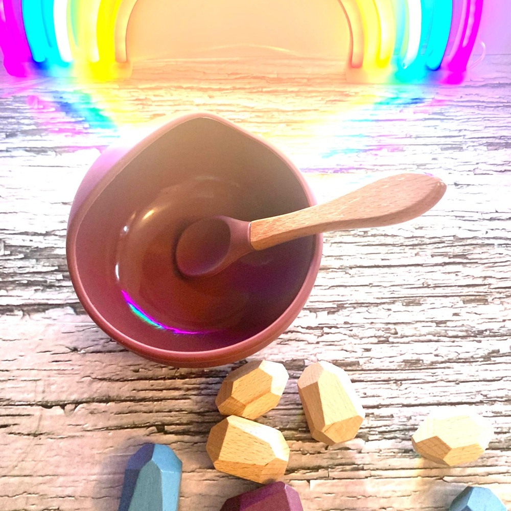 NEW🥣Baby Silicone tableware set bowl & Spoon,100% Food-Grade silicone.